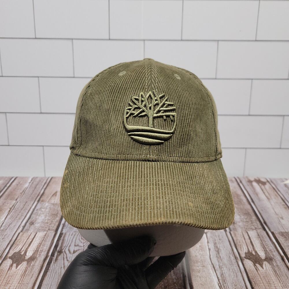 Timberland Corduroy Dad Hat Olive Green Adjustable Strapback Cap Logo OS
